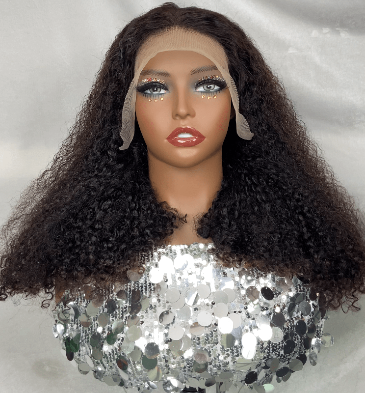 Ossileehair JERRY CURLY Double Drawn 13×4 FULL FRONTAL BLACK 100% Human Hair