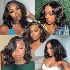 Ossileehair Body Wave BOB Glueless 13X4 Full Frontal Black  100% Human Hair