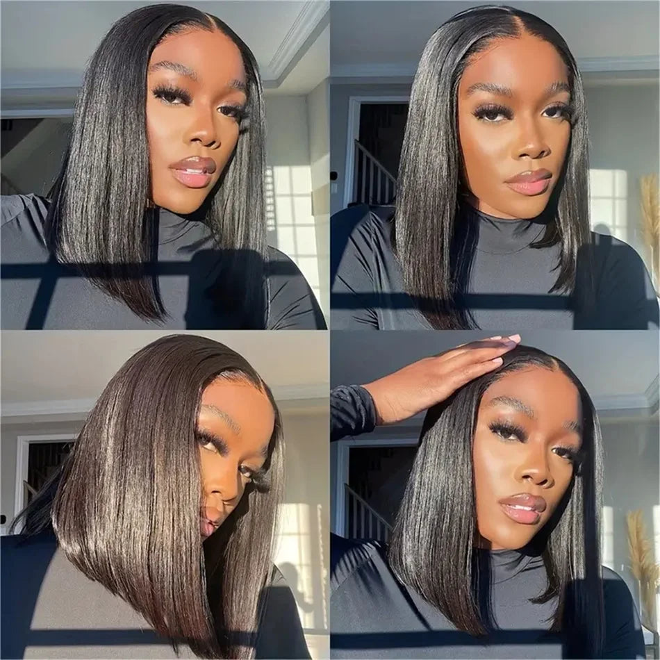 Ossileehair Straight Hair Super Double Drawn 13x4 Full Frontal  Black 100% Human Hair