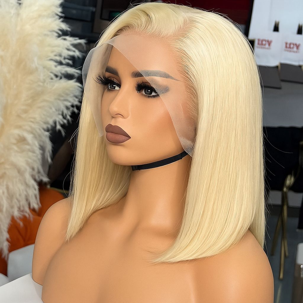 Ossileehair Straight Hair Double Drawn 13X4 Full Front #613 100% Human Hair