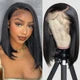 Ossileehair Straight Hair Glueless Bob 13X4 Full Frontal Black 100% Human Hair