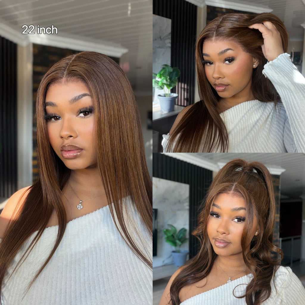Influencer Pick | Chocolate Brown Straight 13x4 Frontal Lace Human Hair Wig