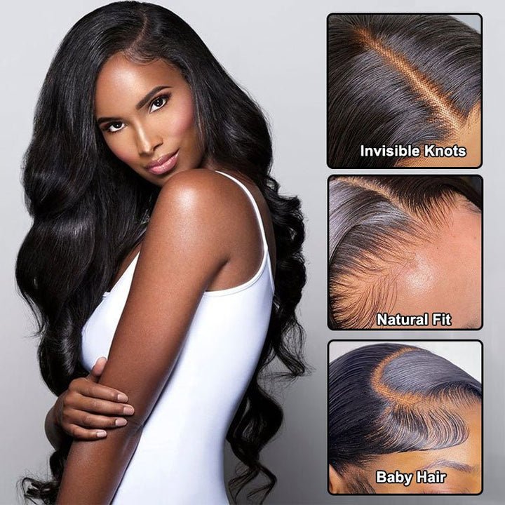 Ossileehair Body Wave 180% Density 13X4 Full Frontal Black  100% Human Hair