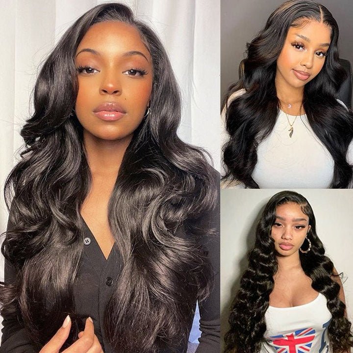 Ossileehair Body Wave 180% Density 13X4 Full Frontal Black  100% Human Hair