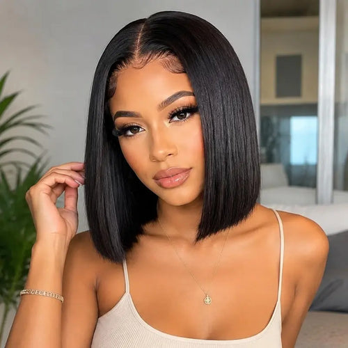 Ossileehair Straight Hair BOB Glueless 13X4 Full Frontal Black 100% Human Hair