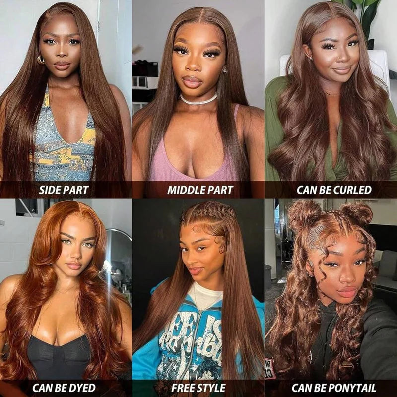 Influencer Pick | Chocolate Brown Straight 13x4 Frontal Lace Human Hair Wig