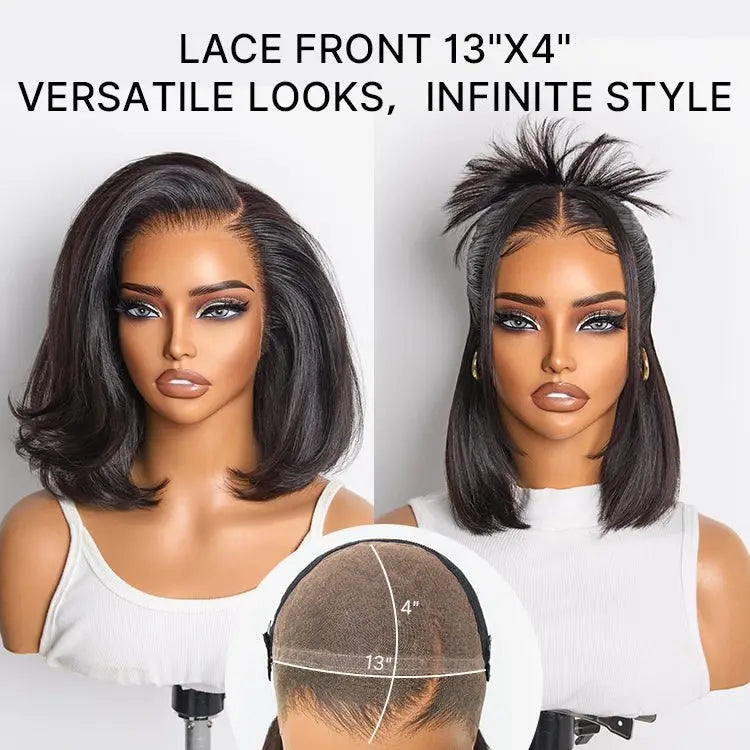 Ossileehair Straight Hair Double Drawn 13X4 Full Front Black 100% Human Hair