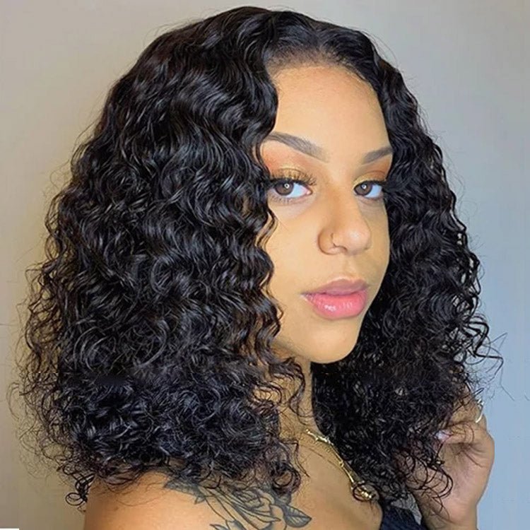 Ossileehair  Water Wave Bob  13X4 Full Frontal Black 100% Human Hair