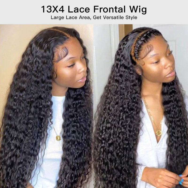 Ossileehair  Double Drawn Water Wave 13X4 Full Frontal Black  100% Human Hair
