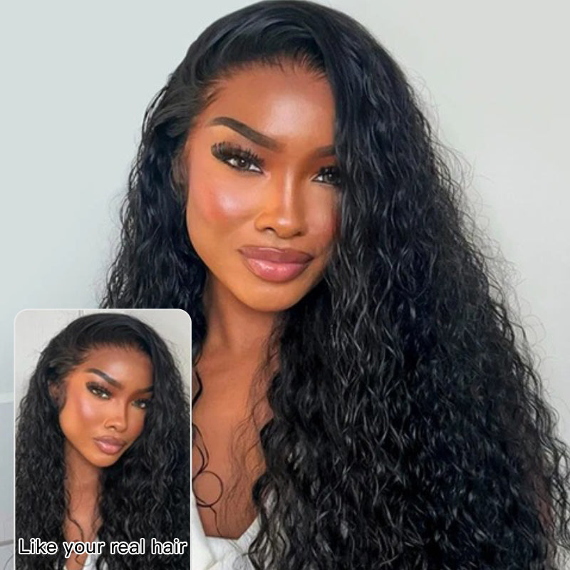 Ossileehair  Double Drawn Water Wave 13X4 Full Frontal Black  100% Human Hair
