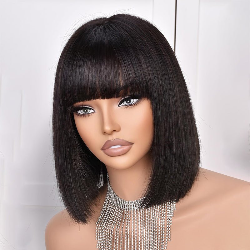 Ossileehair Straight Hair  Bangs 3X1 Black 100% Human Hair