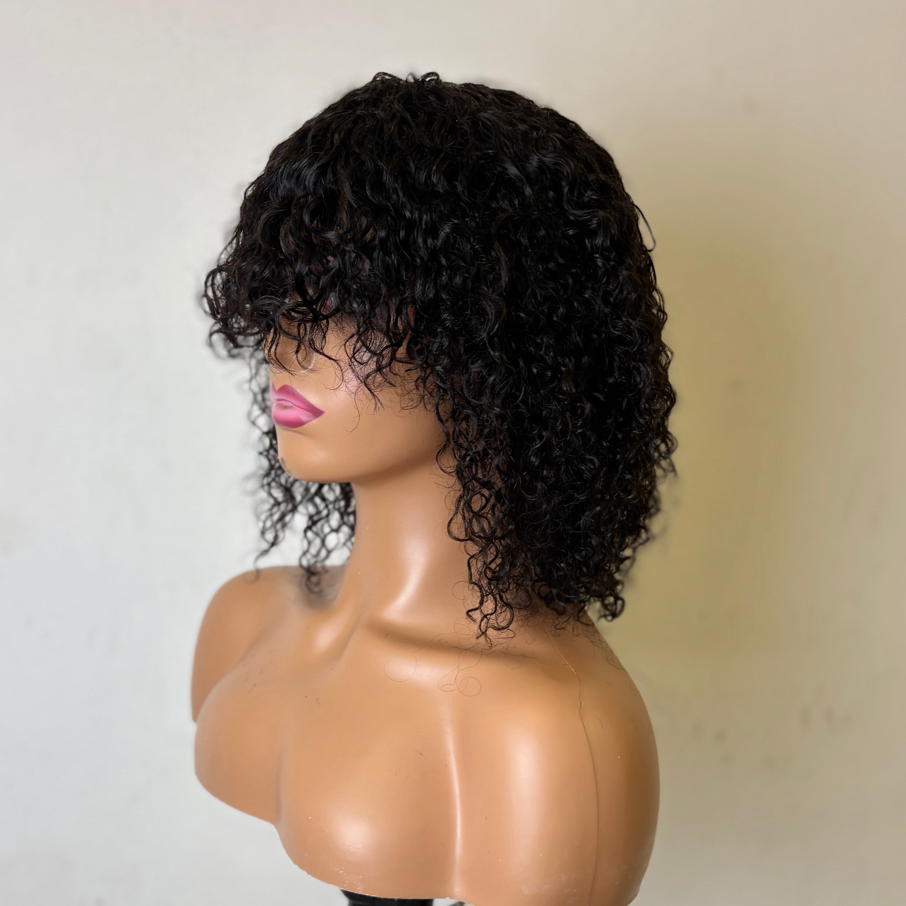 Ossileehair Jerry Curly with Bangs 3X1 Black 100% Human Hair