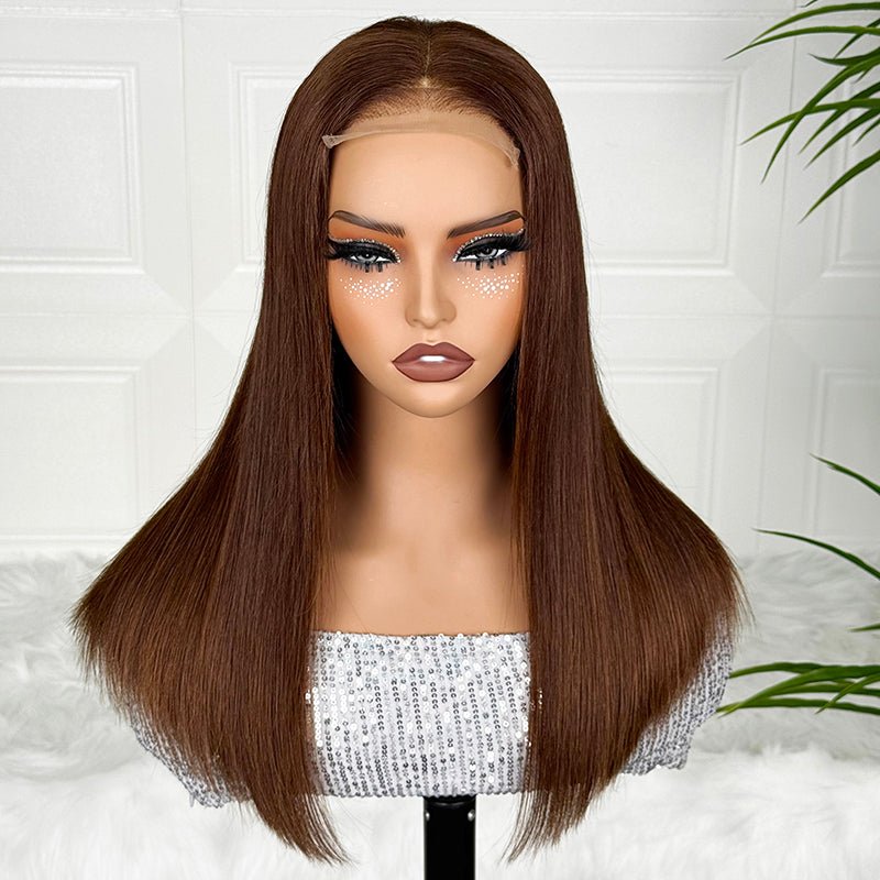 Ossileehair Straight Hair Double Drawn 4×4 BROWN ＃4 100% Human Hair