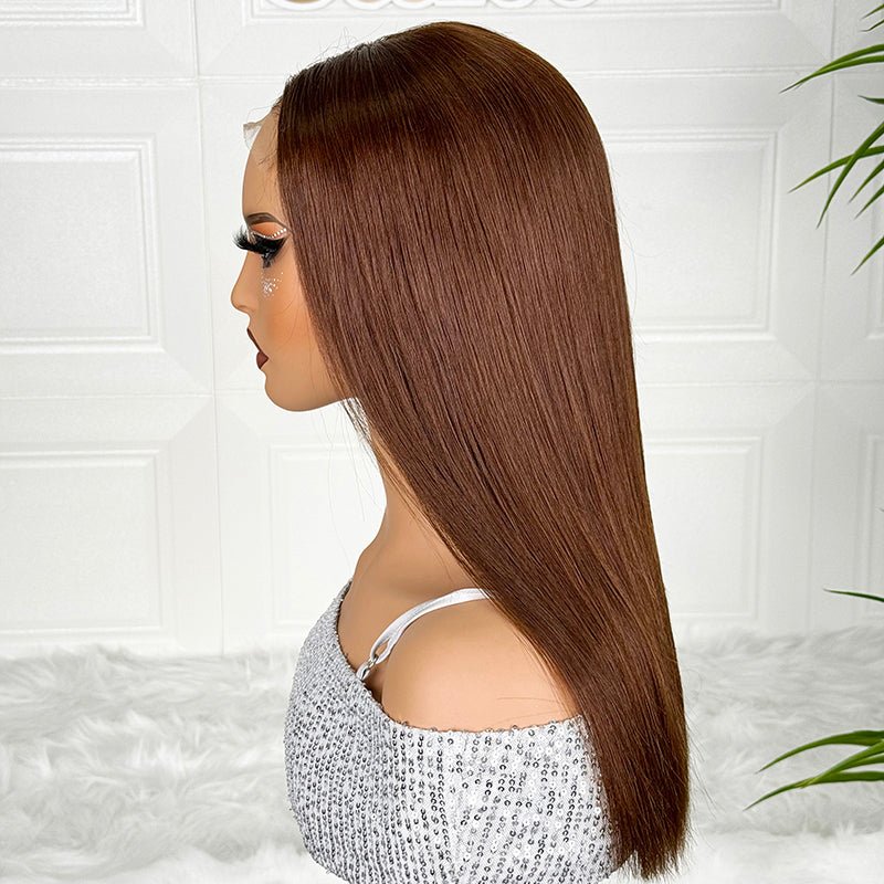Ossileehair Straight Hair Double Drawn 4×4 BROWN ＃4 100% Human Hair