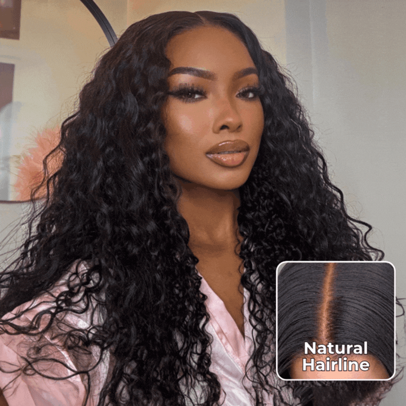 Ossileehair Water Wave DOUBLE DRAWN 13X4 Full Frontal Black 100% Human Hair