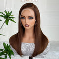 Ossileehair Straight Hair Double Drawn Full Frontal 13X4 Brown #4 100% Human Hair