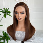 Ossileehair Straight Hair Double Drawn Full Frontal 13X4 Brown #4 100% Human Hair