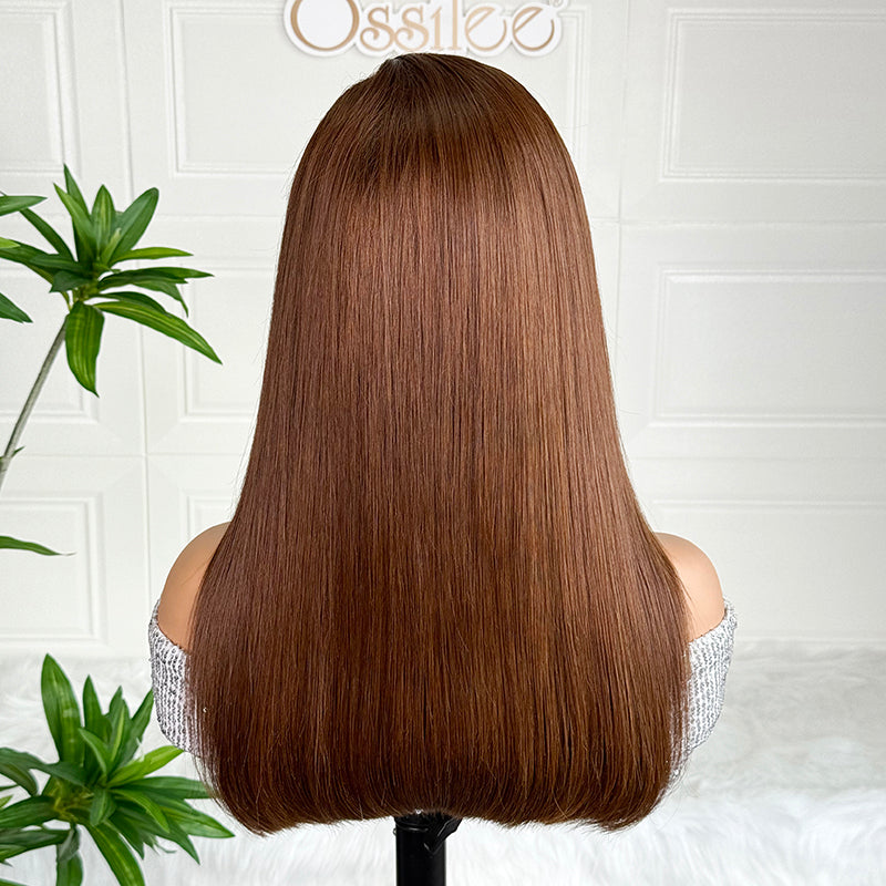 Ossileehair Straight Hair Double Drawn Full Frontal 13X4 Brown #4 100% Human Hair