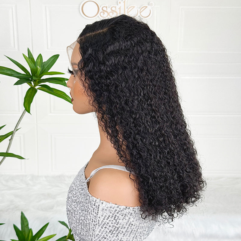 Ossileehair Jerry Curly Double Drawn Glueless 13X4 Full Frontal Black 100% Human Hair