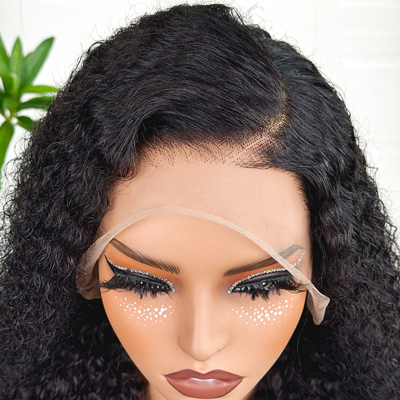 Ossileehair Jerry Curly Double Drawn Glueless  13X4 Full Frontal Black 100% Human Hair