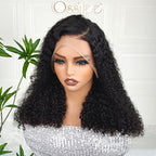 Ossileehair Jerry Curly Double Drawn Glueless 13X4 Full Frontal Black 100% Human Hair