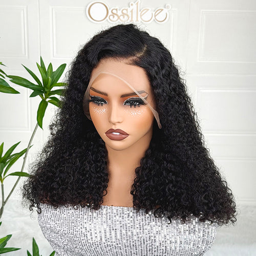 Ossileehair Jerry Curly Double Drawn Glueless 13X4 Full Frontal Black 100% Human Hair