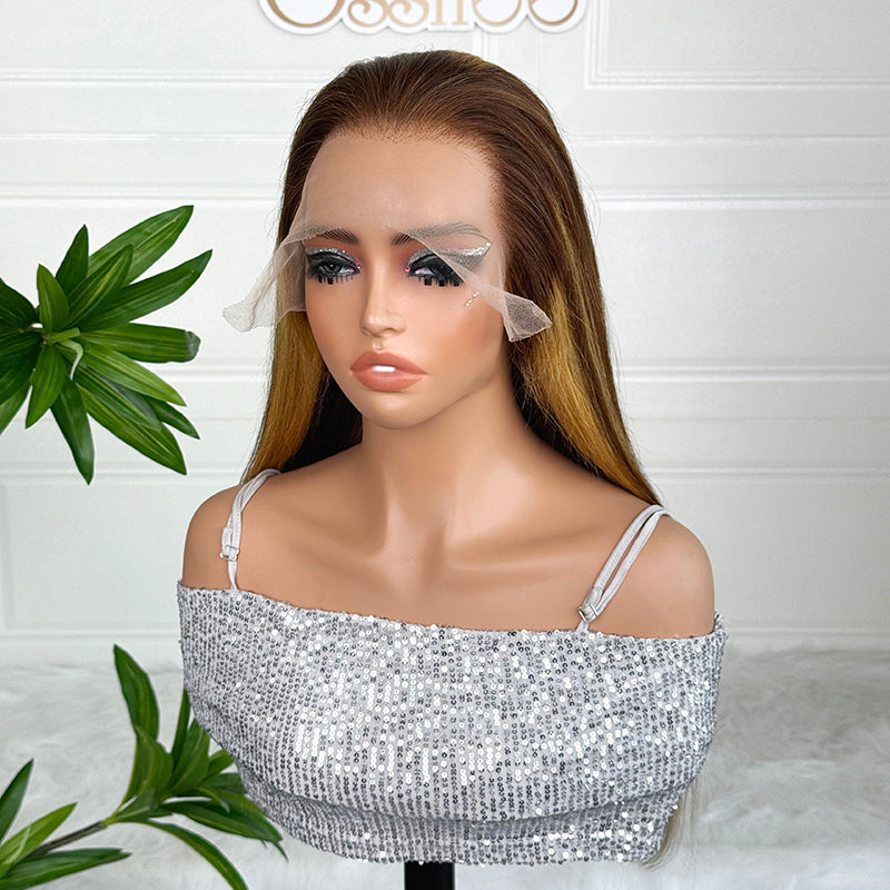 Ossileehair Straight Hair Double Drawn Full Frontal 13X4 4/27 100% Human Hair