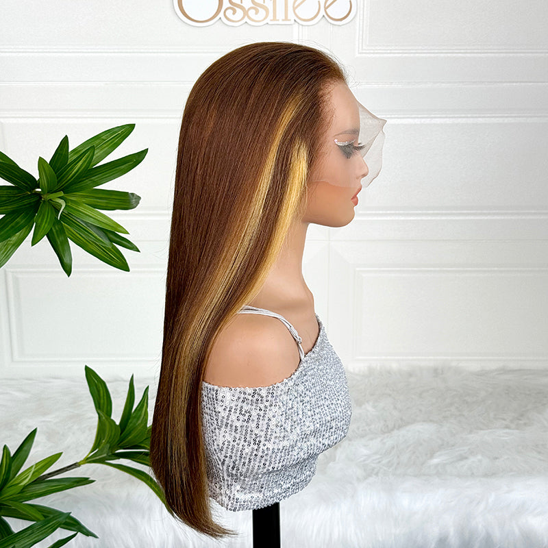 Ossileehair Straight Hair Double Drawn Full Frontal 13X4 4/27 100% Human Hair
