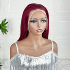 Ossileehair Straight Hair Glueless Double Drawn 13X4 Full Front 99J 100% Human Hair