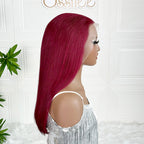 Ossileehair Straight Hair Glueless Double Drawn 13X4 Full Front 99J 100% Human Hair
