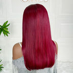 Ossileehair Straight Hair Glueless Double Drawn 13X4 Full Front 99J 100% Human Hair
