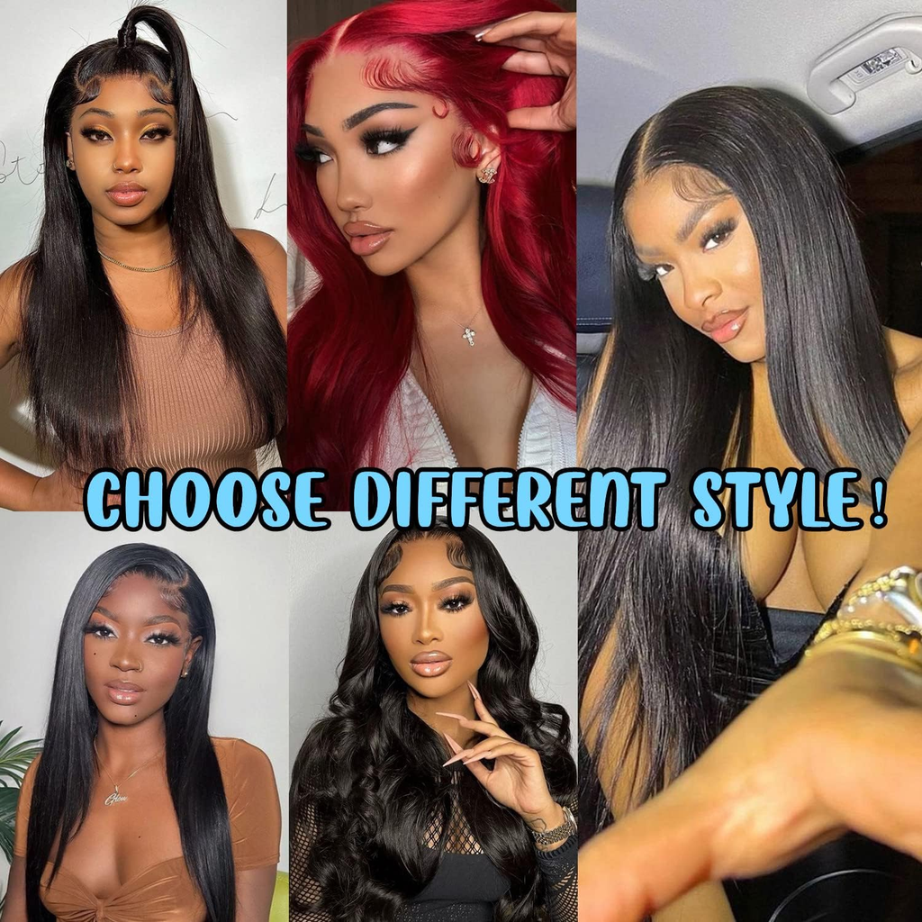 Ossileehair Straight Hair 300% Density Full Frontal 13X4 Black 100% Human Hair