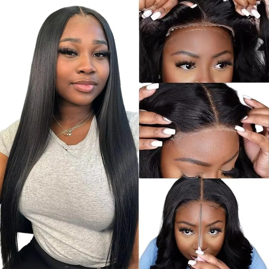 Ossileehair Straight Hair 300% Density Full Frontal 13X4 Black 100% Human Hair