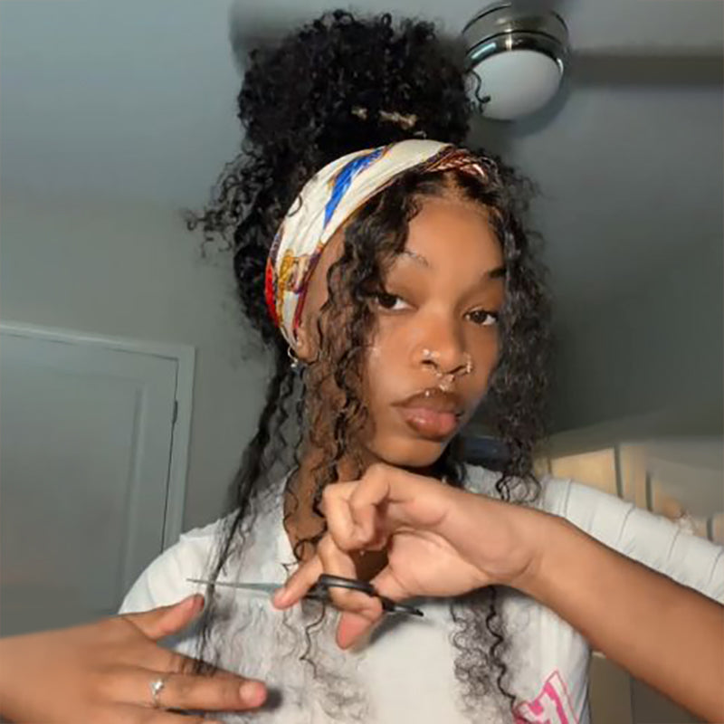 Ossileehair  Double Drawn Water Wave 13X4 Full Frontal Black  100% Human Hair
