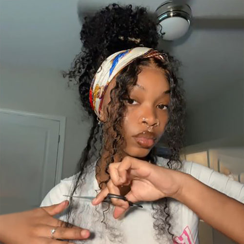 Ossileehair  Double Drawn Water Wave 13X4 Full Frontal Black  100% Human Hair