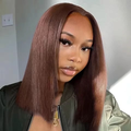 Ossileehair Straight Hair Glueless Bob Full Frontal 13X4 Brown #4 100% Human Hair