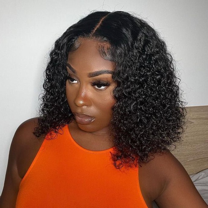 Ossileehair  Water Wave Bob  13X4 Full Frontal Black 100% Human Hair