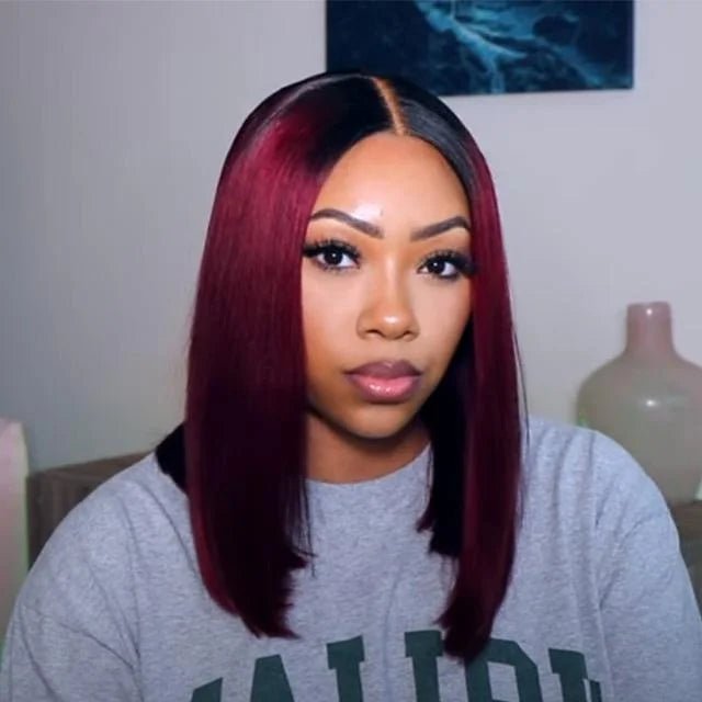 Ossileehair Straight Hair Double Drawn 4X4 #T1B/99J 100% Human Hair