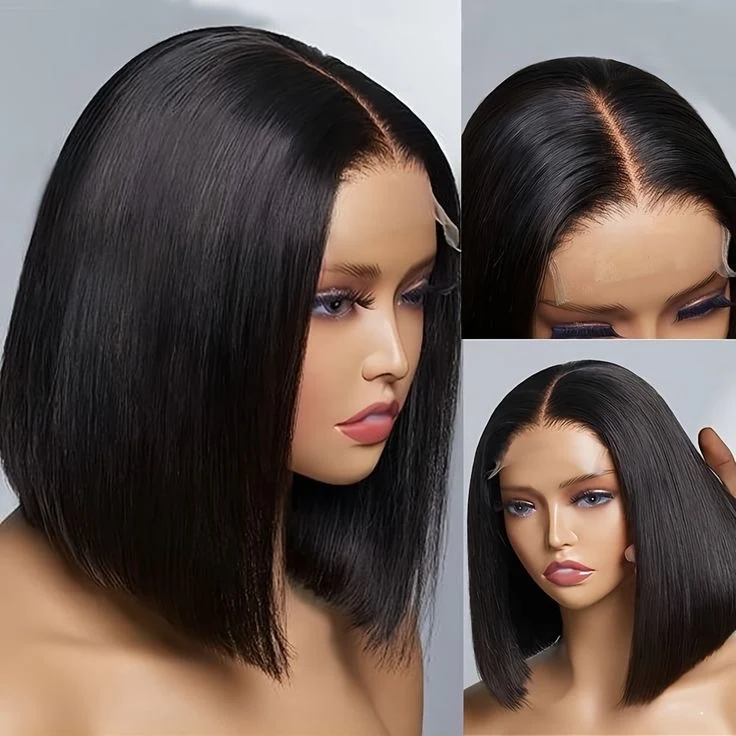 Ossileehair Straight Glueless  Hair BOB 4X4 Full Front Black 100% Human Hair