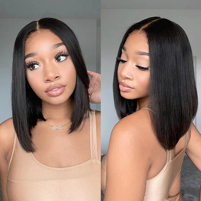 Ossileehair Straight Glueless  Hair BOB 4X4 Full Front Black 100% Human Hair