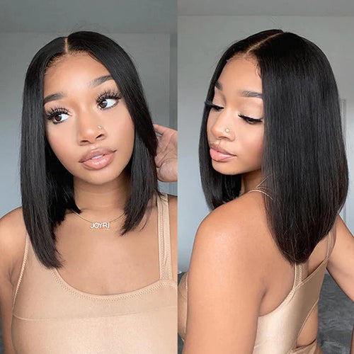 Ossileehair Straight Glueless  Hair BOB 4X4 Full Front Black 100% Human Hair