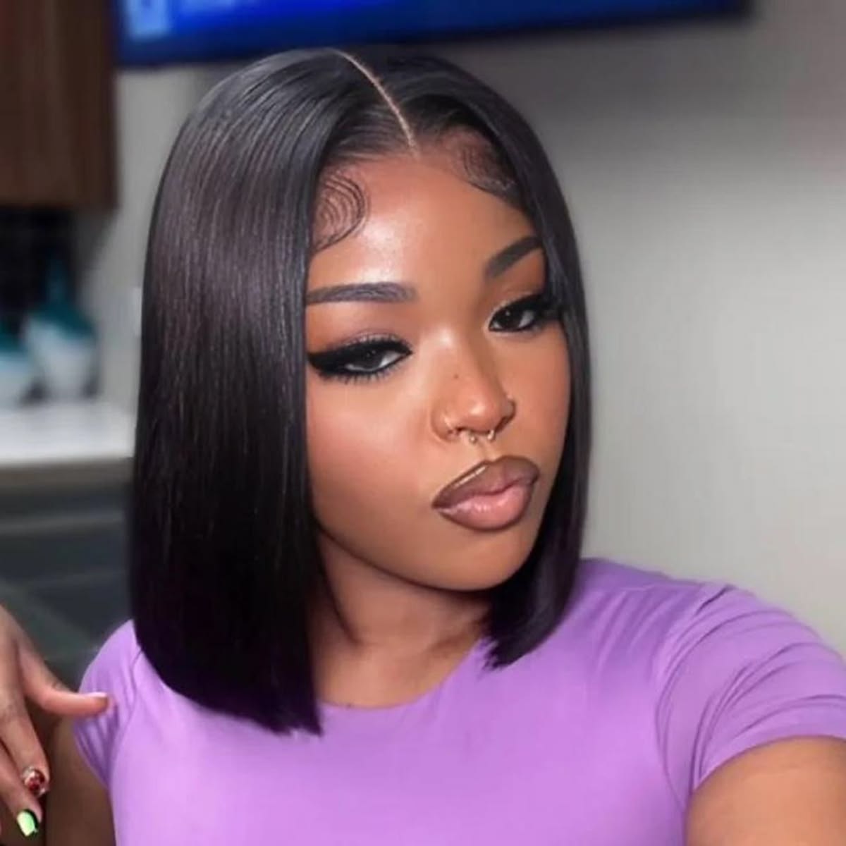 Ossileehair Straight Hair BOB 4X4 Full Front Black 100% Human Hair