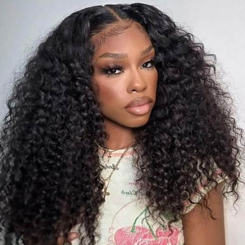 Ossileehair  Double Drawn Water Wave 13X4 Full Frontal Black  100% Human Hair