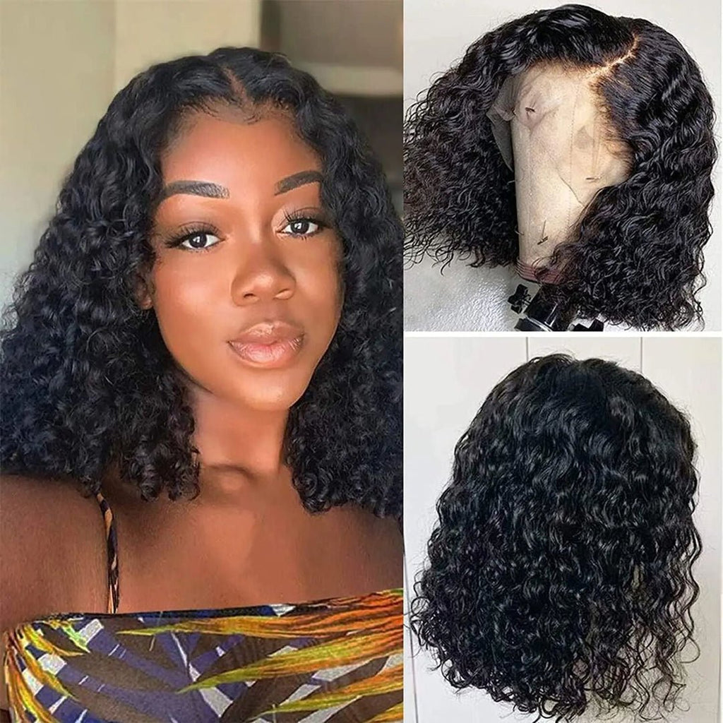 Ossileehair  Water Wave Bob  13X4 Full Frontal Black 100% Human Hair