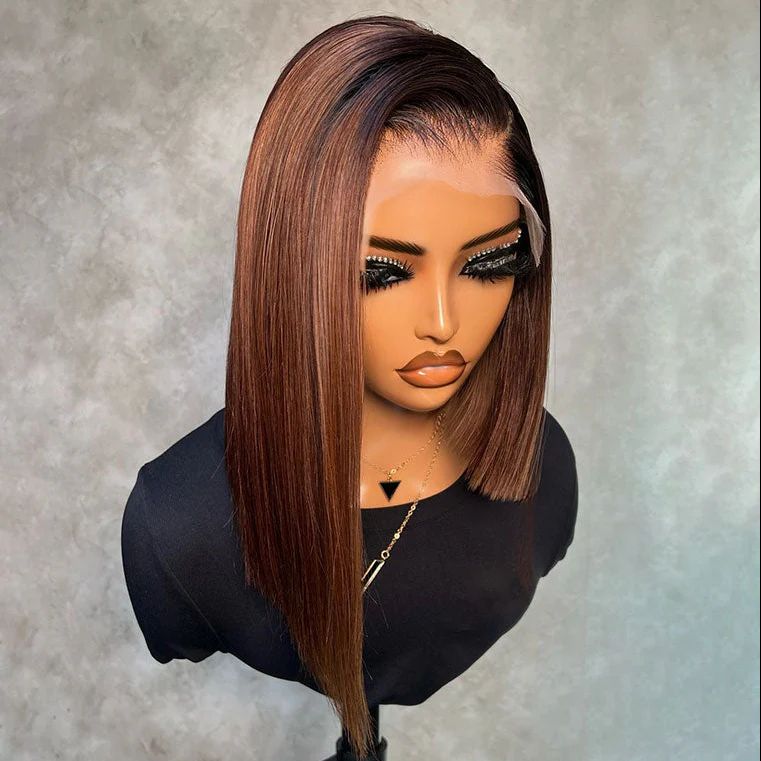 Vietnam Hair Super Double Drawn Ombre #T1B/4 Color Glueless BOB Wig
