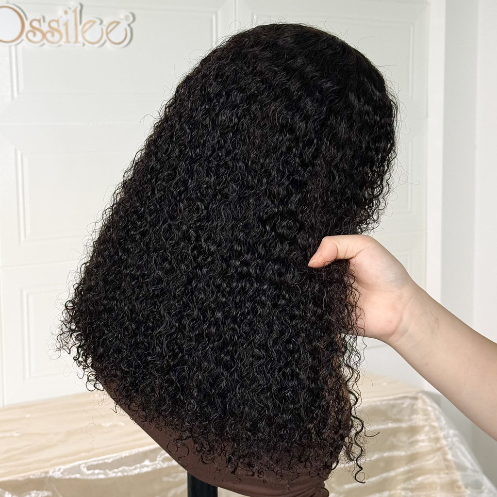 Natural Color 13x4 Frontal Transparent Lace Italian Curls Human Hair Bob Wig