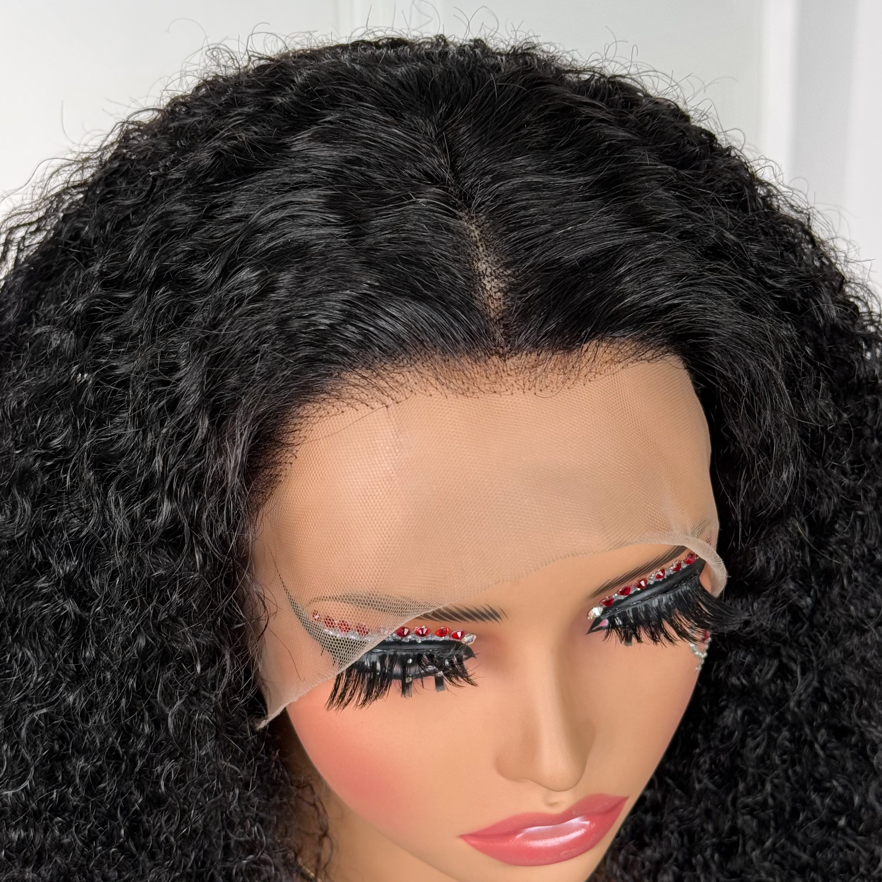 Natural Color 13x4 Frontal Transparent Lace Italian Curls Human Hair Bob Wig