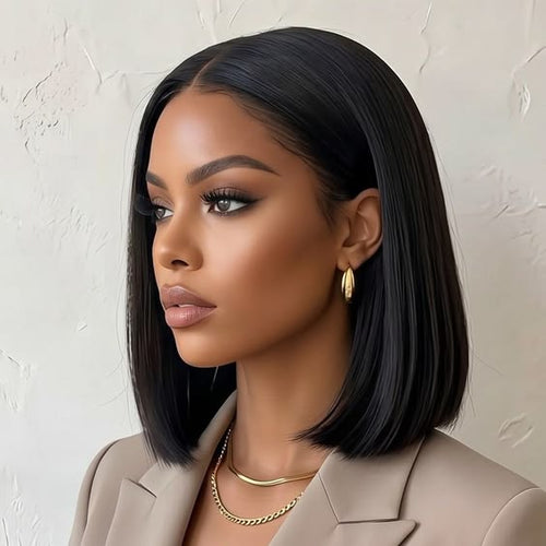 Ossileehair Straight Hair  Double Drawn Glueless Full Frontal 13X4  Black 100% Human Hair