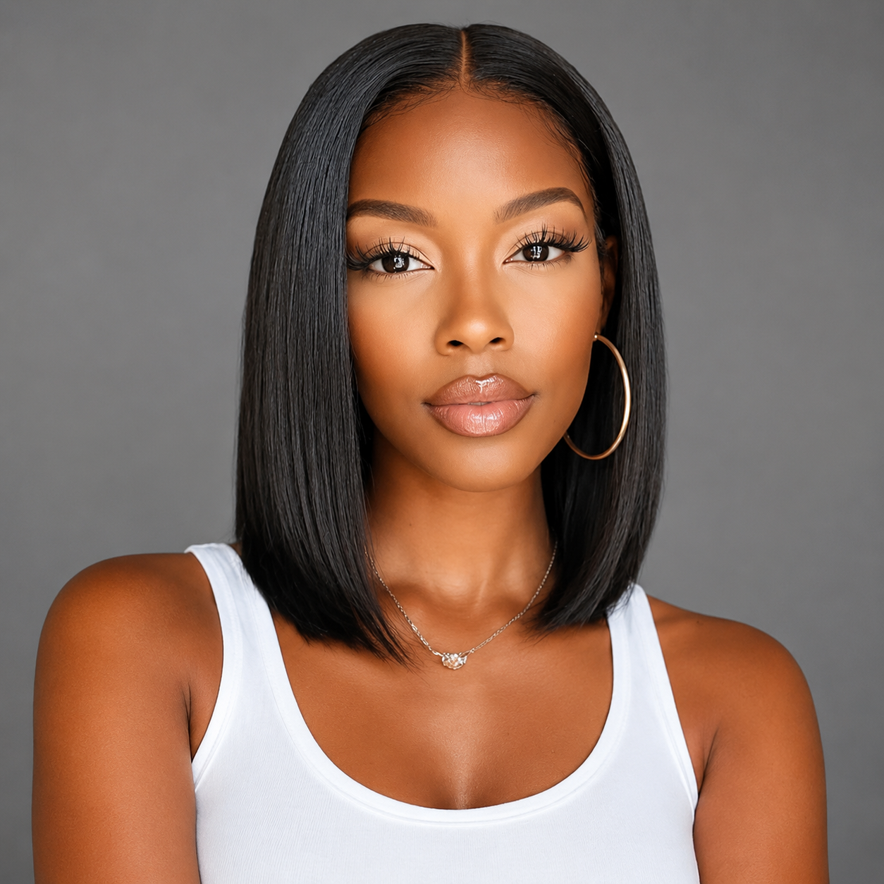 Ossileehair Straight Hair Double Drawn Glueless 13X4 Full Front Black 100% Human Hair