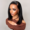 Ossileehair Straight Hair Double Drawn Glueless 13X4 Full Front Black 100% Human Hair